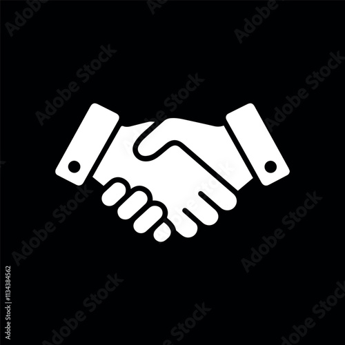A silhouette vector illustration of a simple handshake icon on a black background
