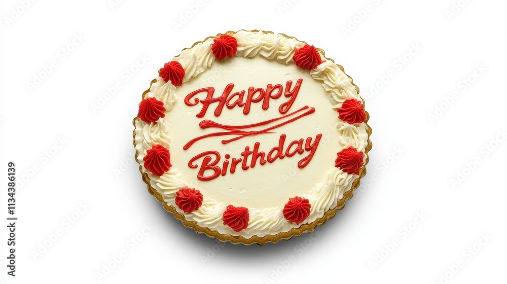 Happy Birthday Cake With Red Frosting Decorations Happy Birthday Cake With Red Frosting Decorations