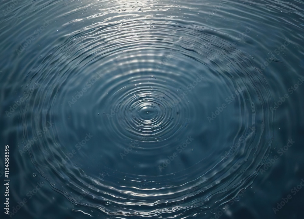 Water surface with concentric circles and radial ripples, flow, movement, energy Water surface with concentric circles and radial ripples, flow, movement, energy