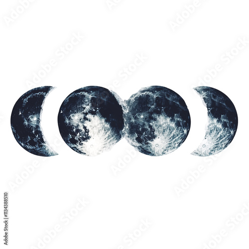 Triple Moon Goddess Lunar Phases Celestial Art photo