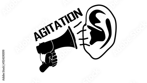 agitation emblem, black isolated silhouette