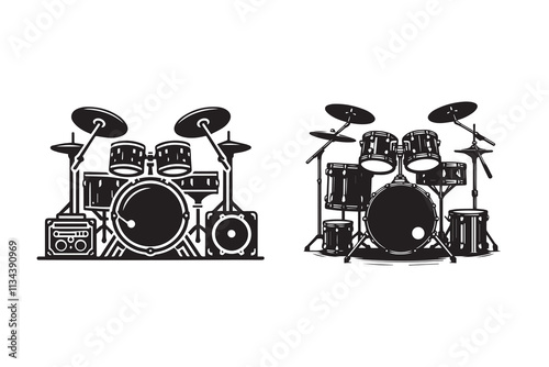 Drum kit set Design Silhouette Illustration