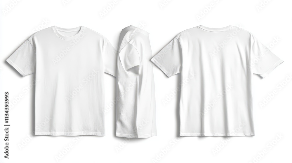 White Crew Neck T Shirt Mockup Three Views White Crew Neck T Shirt Mockup Three Views