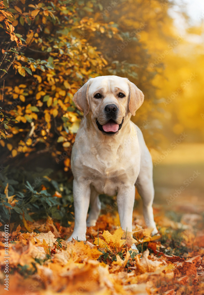 Yellow Labrador retriever male in autumn Yellow Labrador retriever male in autumn