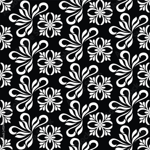 Wallpaper Mural Abstract floral seamless pattern. Black and white. Vector background. Torontodigital.ca