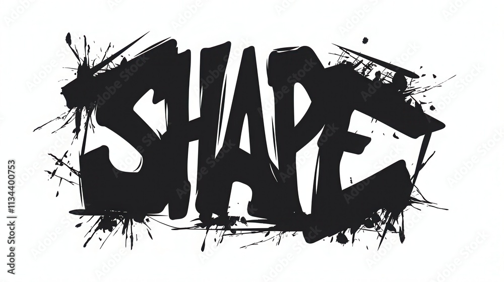 SHAPE! graffiti lettering, typography handwriting font, spray wall art text design SHAPE! graffiti lettering, typography handwriting font, spray wall art text design