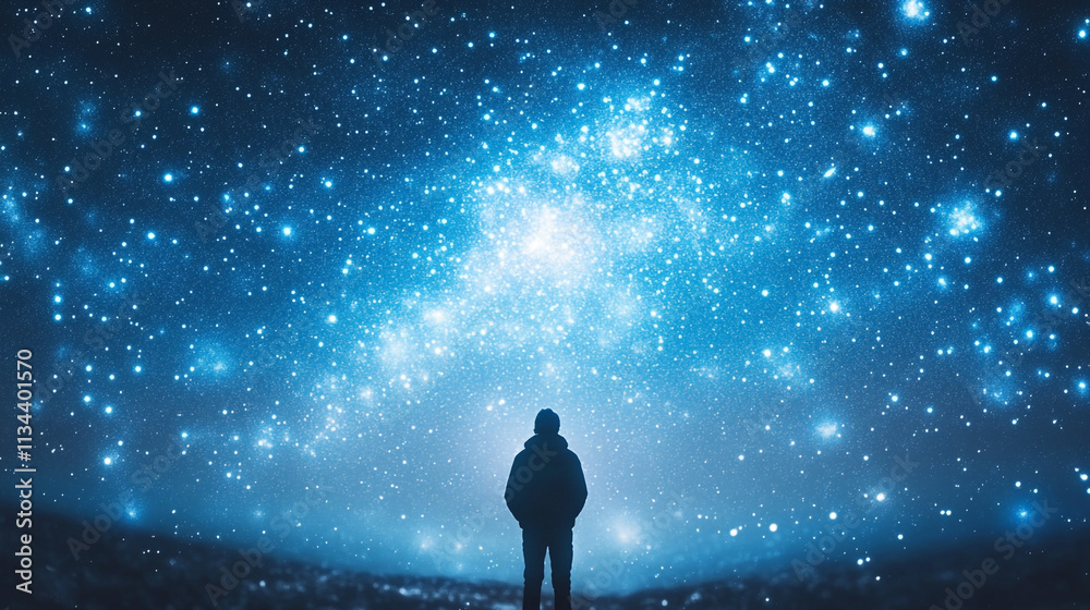 Contemplating the vastness of the universe under a starry sky at night Contemplating the vastness of the universe under a starry sky at night