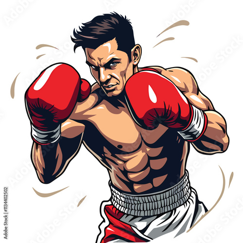 a boxer with boxing gloves vector