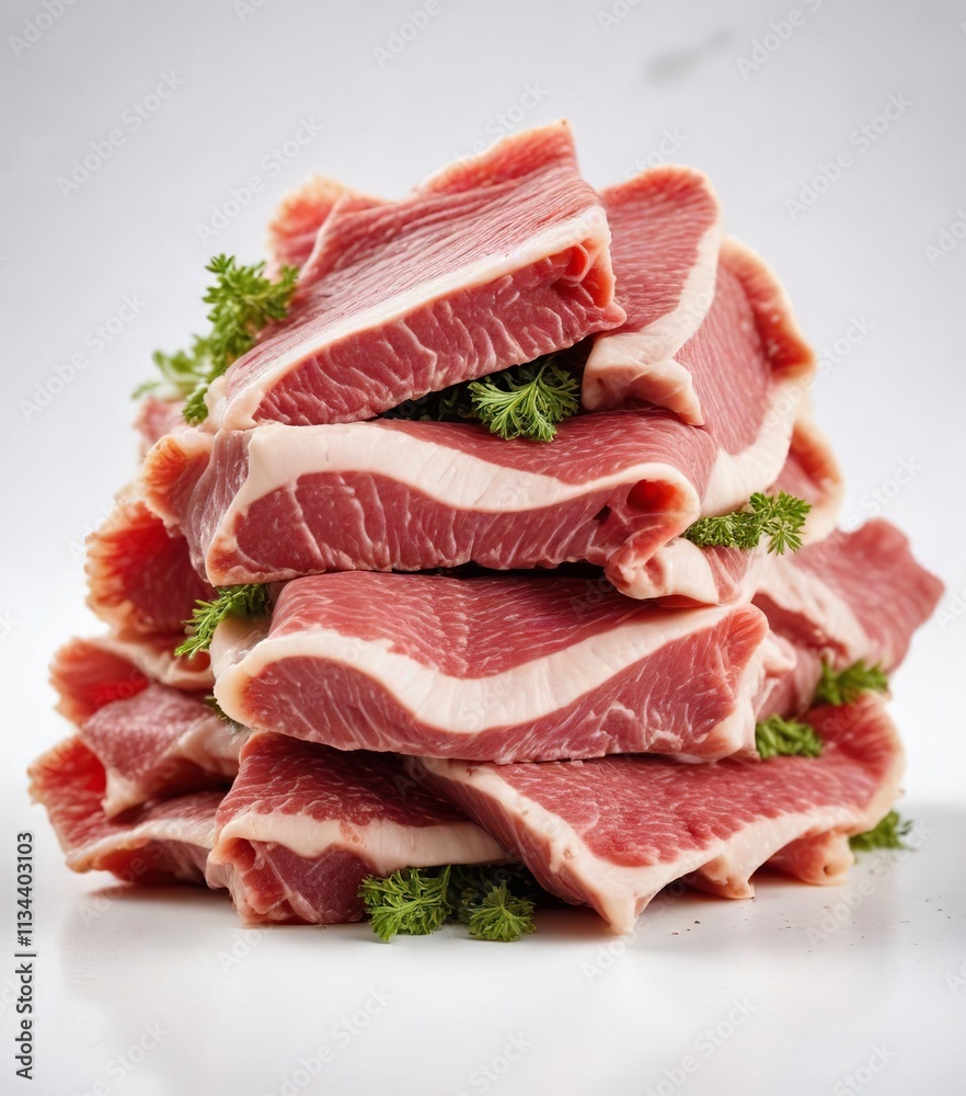 Raw beef green tripe isolated on white background , culinary arts, food