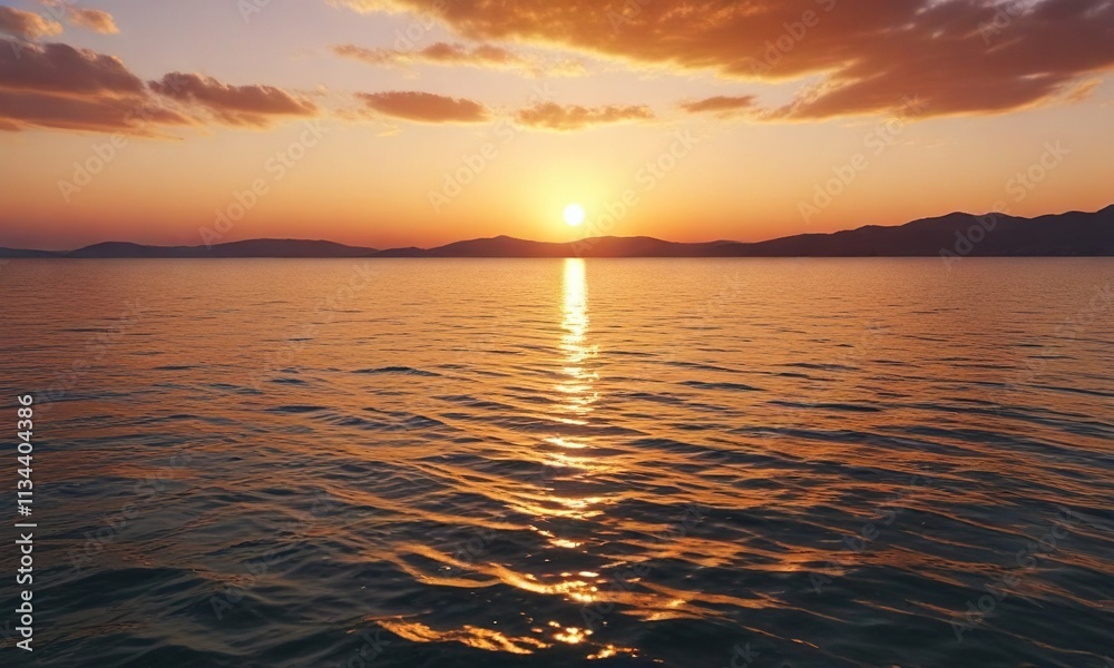 Obraz premium Golden sunset over the Adriatic Sea in Croatia , sky, clouds