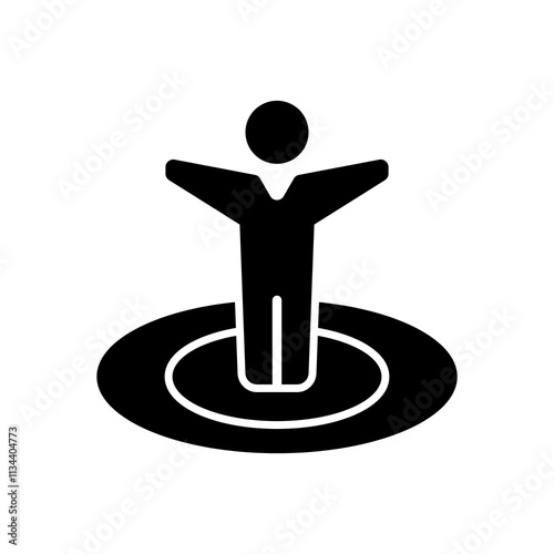 icon iam here, Person in target circles. Suitable for portraying focus, success, goals, lokasi, aim, achievement in business, motivation, or selfimprovement concepts. Isolated white background editabl