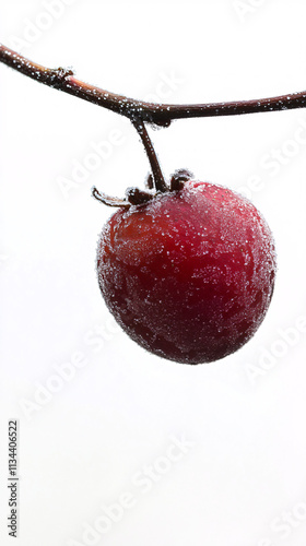 Macro Close-Up of Frozen Berries with Frosted Surface, Highlighting Freshness, Icy Texture, and Vibrant Colors for Food and Seasonal Themes photo