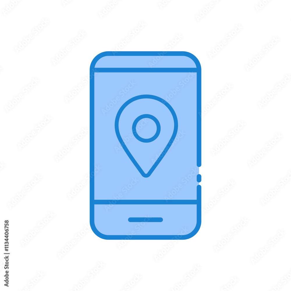 
icon  Smartphone with location pin, ideal for maps and navigation concepts.
Map, technology, navigation, GPS, travel mobile. Isolated white background editable, eps 10

