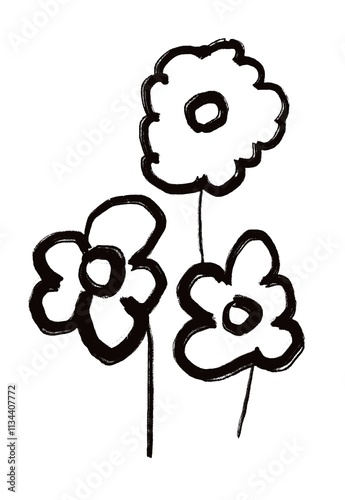 Floral sketch ink drawing ink art black and white printable for download 