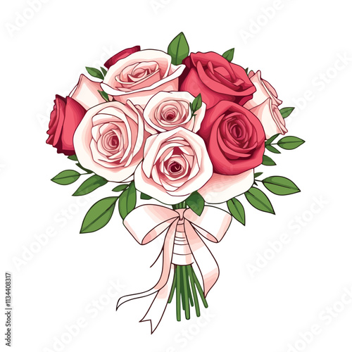 a bouquet of roses with a ribbon