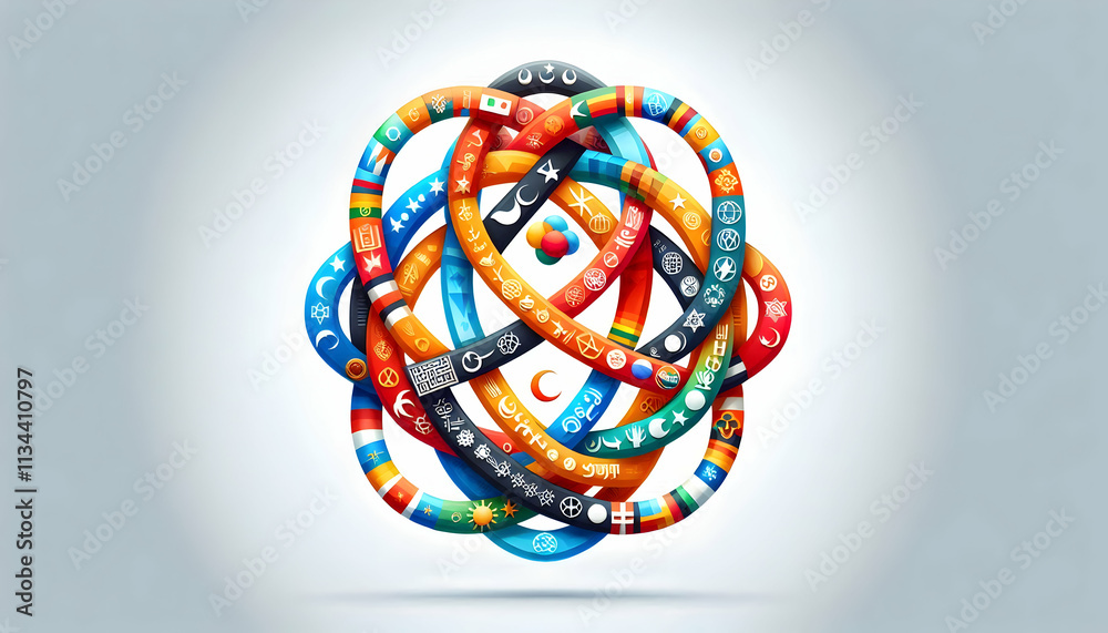 3D Unity Symbol Vector concept as Vector illustration of a universal unity symbol incorporating elements from various religions symbolizing global harmony for World Religion Day infographics. as 3D Ic 3D Unity Symbol Vector concept as Vector illustration of a universal unity symbol incorporating elements from various religions symbolizing global harmony for World Religion Day infographics. as 3D Ic