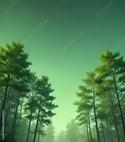 Wallpaper Mural Soothing Green Gradient Background with Trees, foliage, natural scenery, peaceful landscape Torontodigital.ca