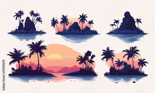 illustration of a tropical island photo