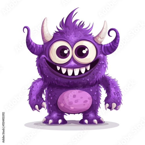 Adorable Purple Monster Cartoon Illustration