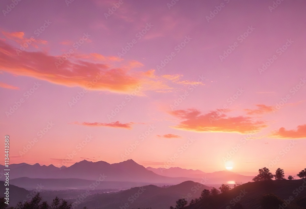 Obraz premium Soft gradient sky with gentle orange to pink hues, blending colors, natural light