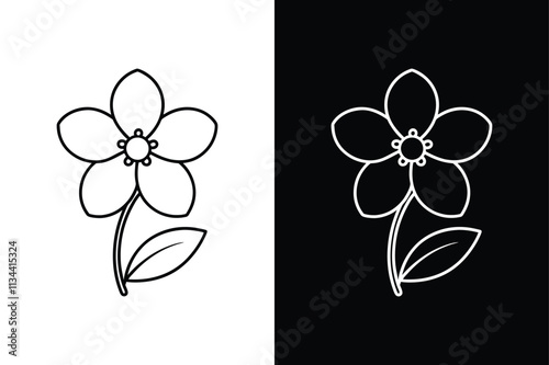 Charming Forget Me Not Vector. Minimalist Line Art Style