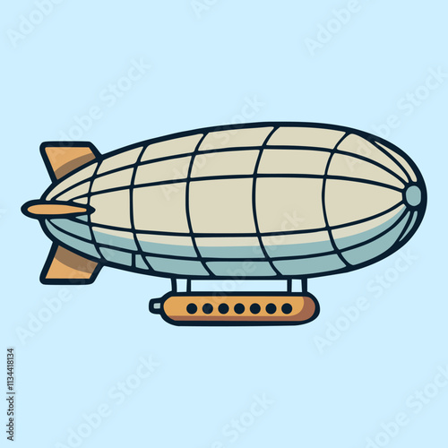 airship transportation cartoon flat color vector illustration template design