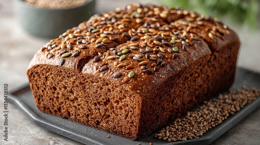 Hearty Rye Bread Loaf with Crispy Crust and Grains Symbolizing Wholesome Baking Practices Hearty Rye Bread Loaf with Crispy Crust and Grains Symbolizing Wholesome Baking Practices