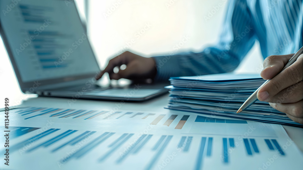 Travel Finance Manager Analyzing Expense Reports with Abstract Background for Financial Planning and Cost Management in Travel Travel Finance Manager Analyzing Expense Reports with Abstract Background for Financial Planning and Cost Management in Travel