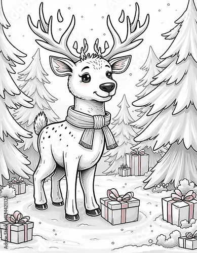 Wallpaper Mural reindeer with gift boxes Torontodigital.ca