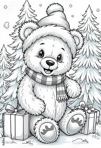 Wallpaper Mural bear with christmas gift Torontodigital.ca