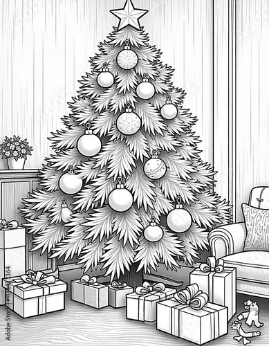 Wallpaper Mural christmas tree with gifts Torontodigital.ca