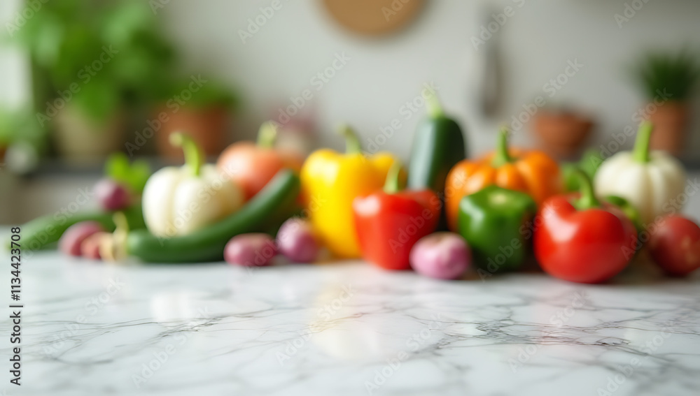 A marble table features a blurred mix of vegetables in a vibrant color scheme and plenty of space for healthy eating ideas._00001_ A marble table features a blurred mix of vegetables in a vibrant color scheme and plenty of space for healthy eating ideas._00001_