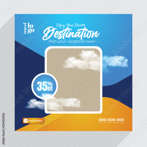 Travel or Tourism Social Media Post Templates Design

