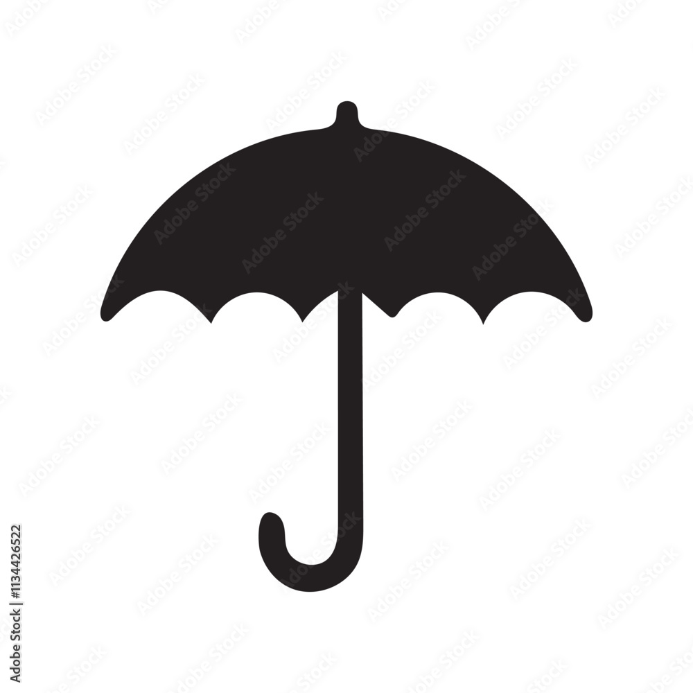 Simple Black Silhouette of an Umbrella Simple Black Silhouette of an Umbrella