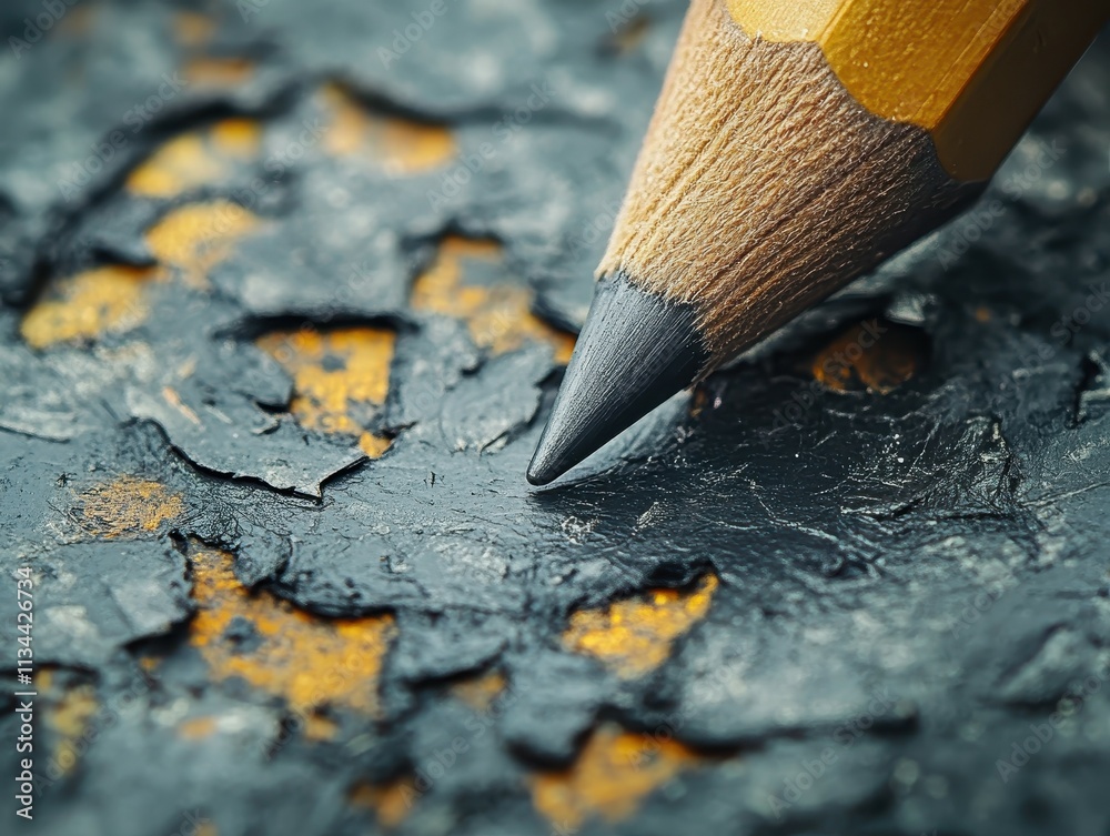 Sharpened pencil tip close up, graphite texture macro shot extreme details and tools in creative art Sharpened pencil tip close up, graphite texture macro shot extreme details and tools in creative art