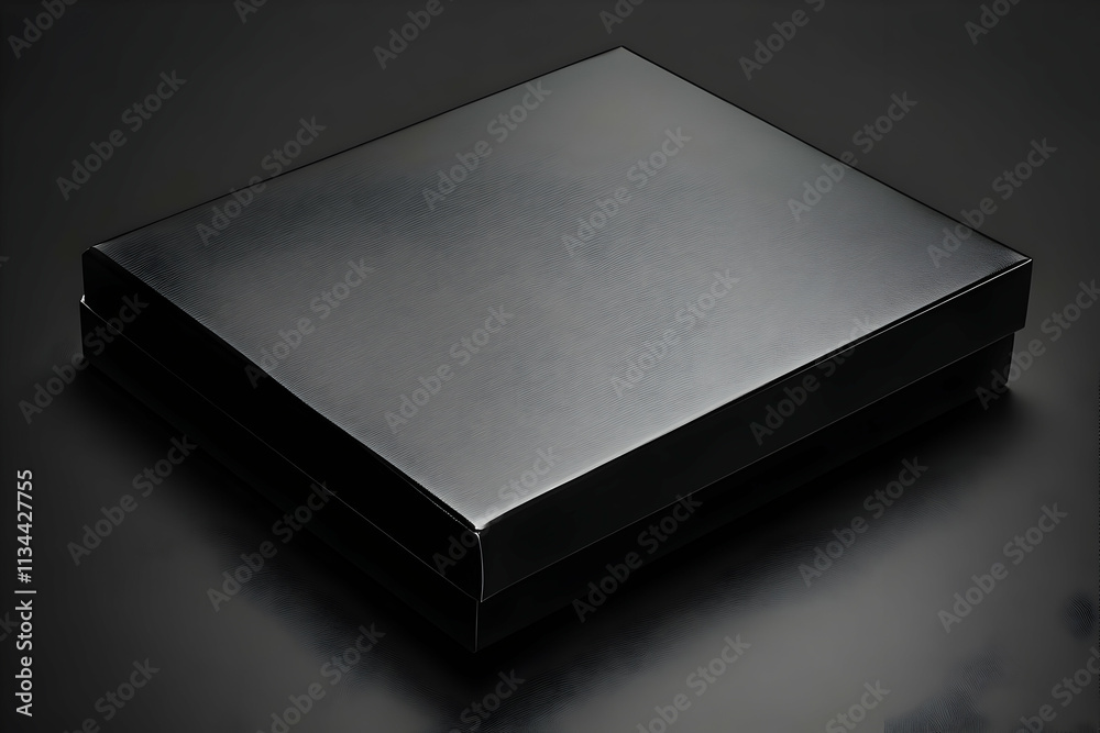Closed black rectangular box on dark background. Closed black rectangular box on dark background.