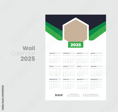 Wall calendar 2025 template design
