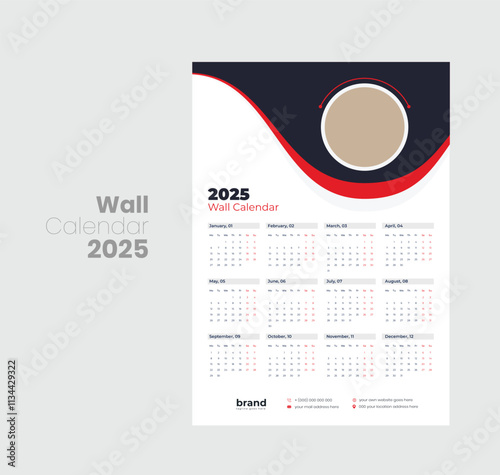 Wall calendar 2025 template design

