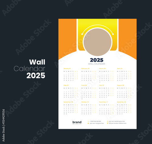 Wall calendar 2025 template design
