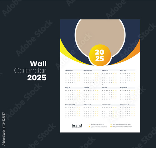 Wall calendar 2025 template design
