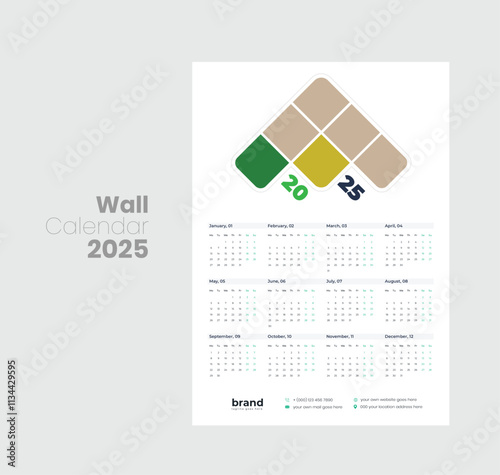 Wall calendar 2025 template design
