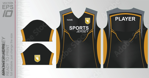 Modern ready-to-print jersey design with dynamic lines and vibrant colors. Perfect for football, basketball, cycling, or sportswear. High-quality, customizable vector file for instant printing.