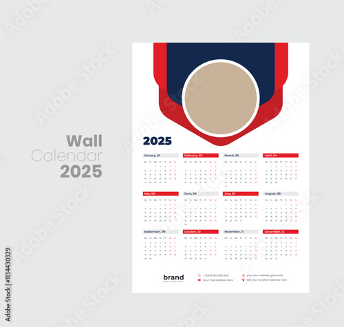 Wall calendar 2025 template design
