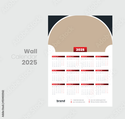 Wall calendar 2025 template design
