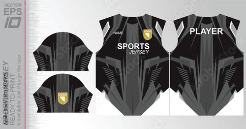 Modern ready-to-print jersey design with dynamic lines and vibrant colors. Perfect for football, basketball, cycling, or sportswear. High-quality, customizable vector file for instant printing.