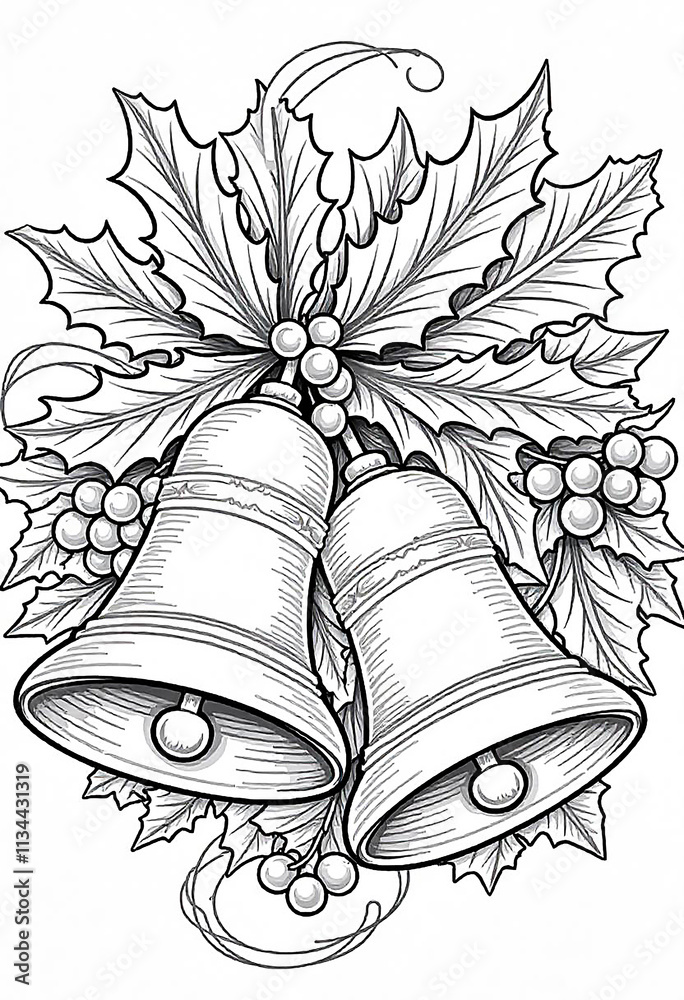 custom made wallpaper toronto digitalhand drawn christmas bell with holly