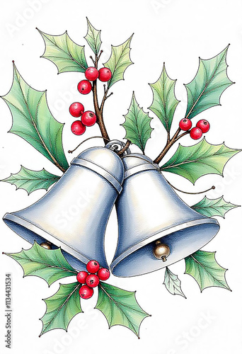 Wallpaper Mural christmas bells with holly berries Torontodigital.ca