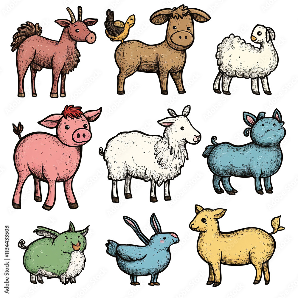 Adorable Farm Animals Illustration Adorable Farm Animals Illustration