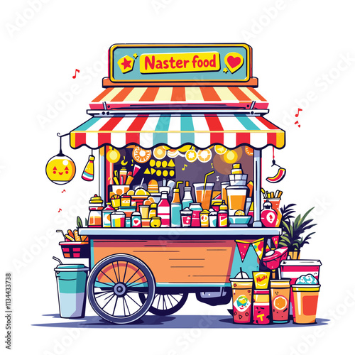 a cart with a variety of food items