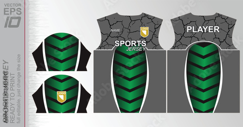 Modern ready-to-print jersey design with dynamic lines and vibrant colors. Perfect for football, basketball, cycling, or sportswear. High-quality, customizable vector file for instant printing.